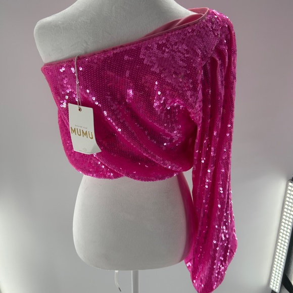 Sexy Hot Pink Sequin MUMU SZ SM Top Girls Night Out Clubbing Party - Picture 9 of 11